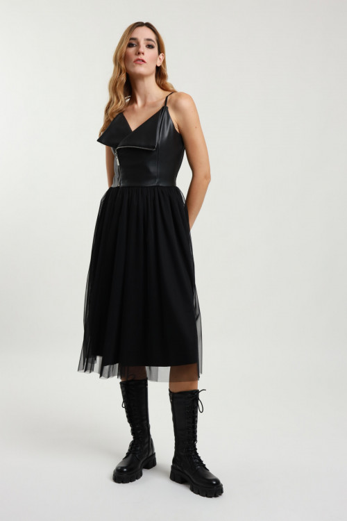 Susy Mix Abito Ecopelle e Tulle