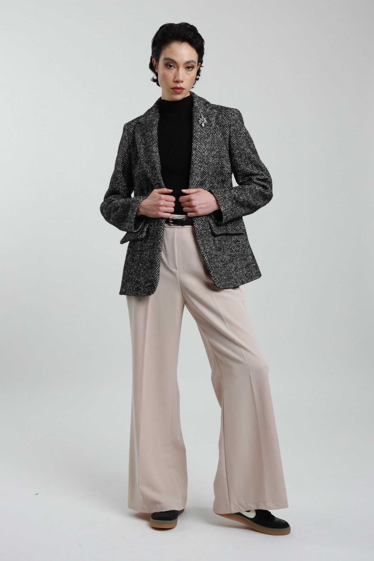 Pantaloni Gamba Dritta con Cintura
