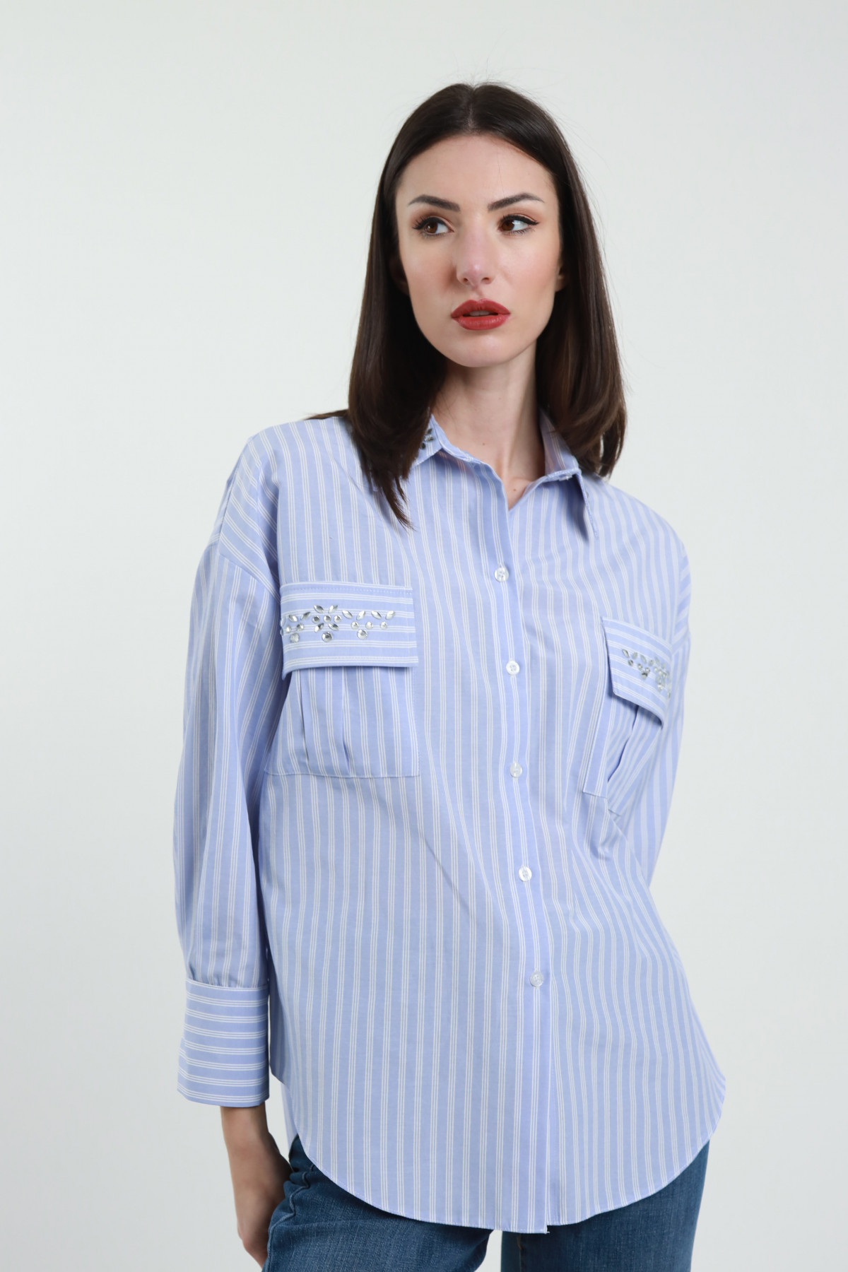 Rhinestone Pinstripe Shirt