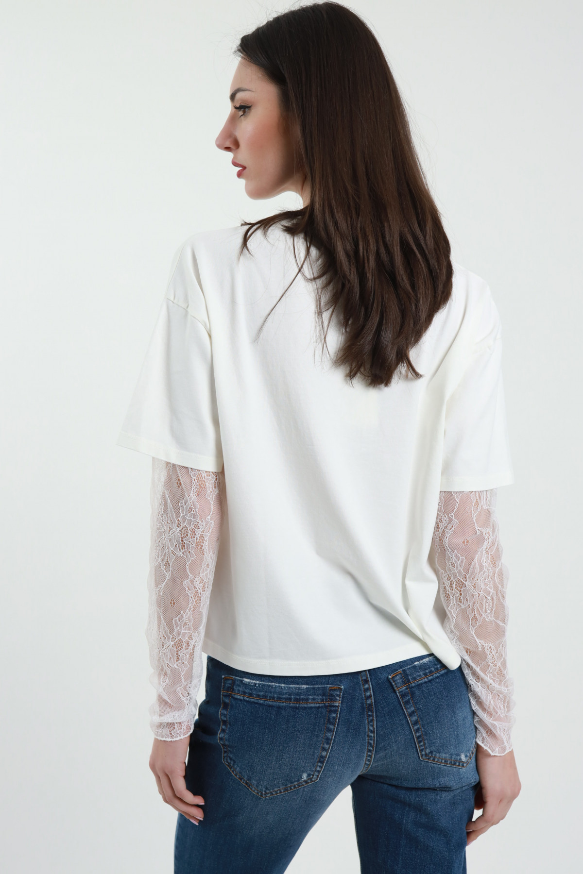 Lace sleeves t-shirt