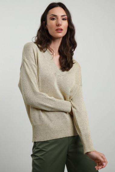 Pull with V -neckline in Lurex