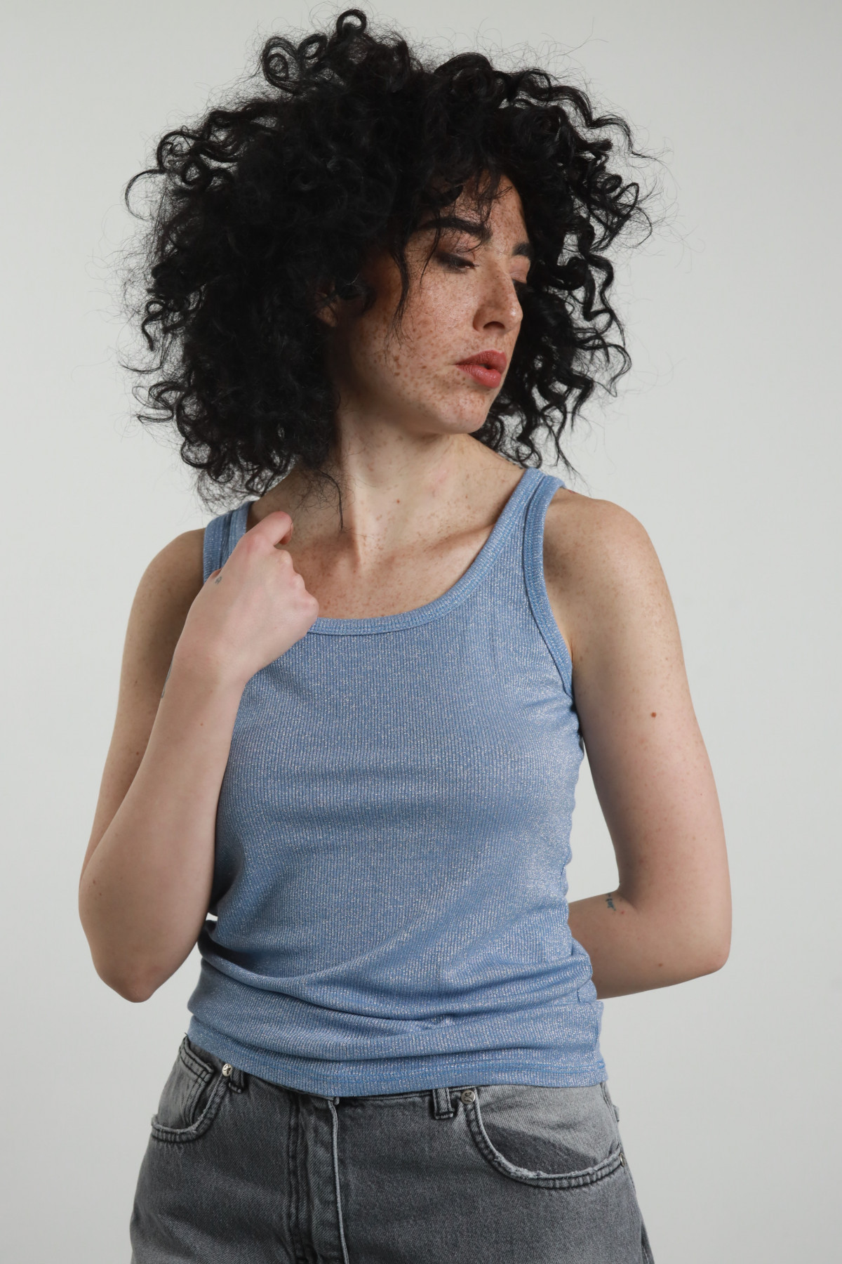 Lurex ribbed tank top