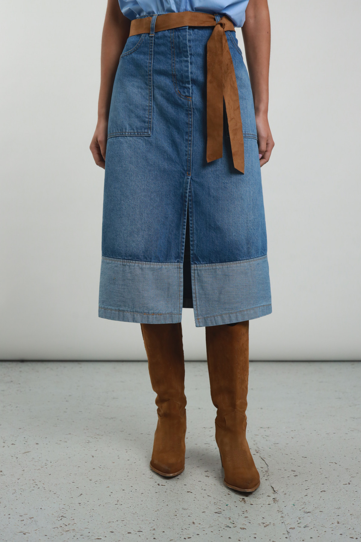 Jeans skirt with fusciacca