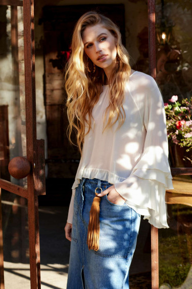 Jeans skirt with fusciacca