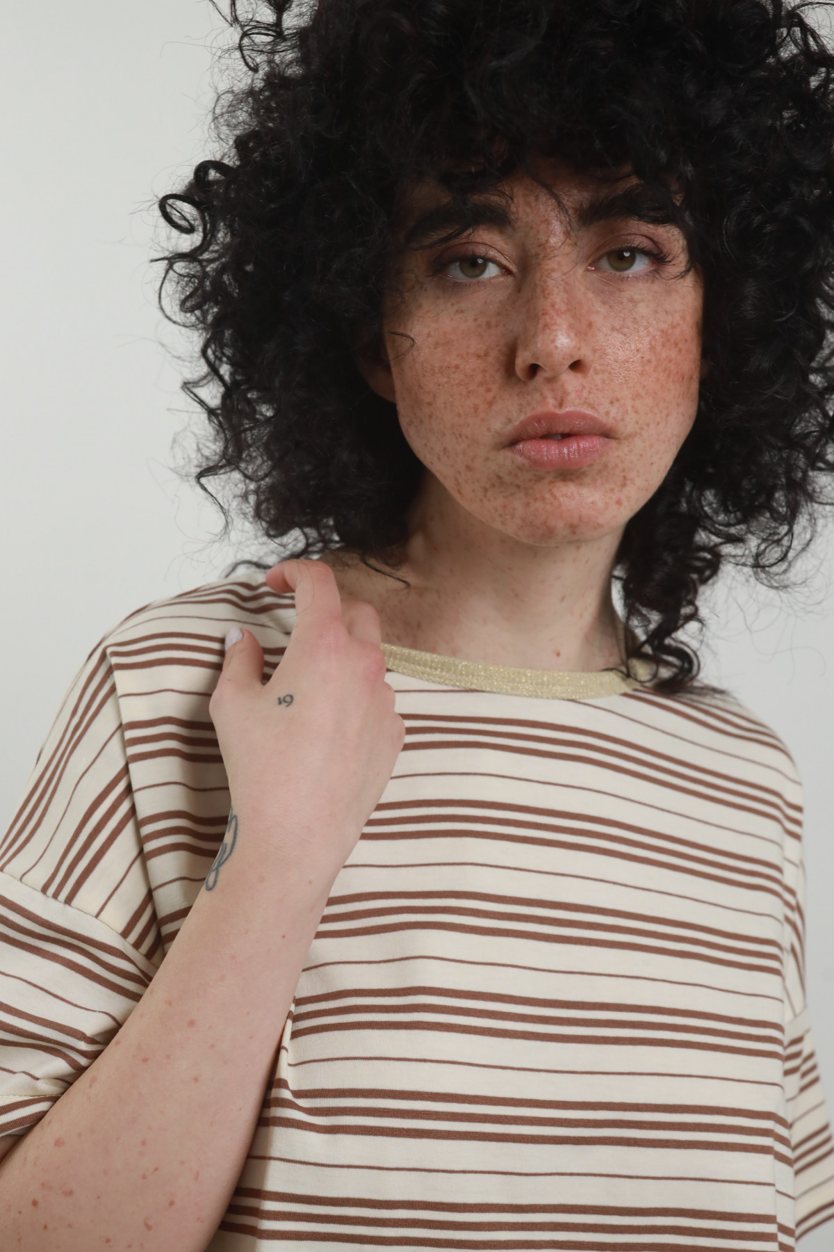 T-Shirt Crop Righe e Lurex