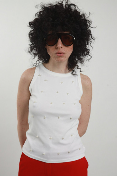 Tanktop mit Perlen