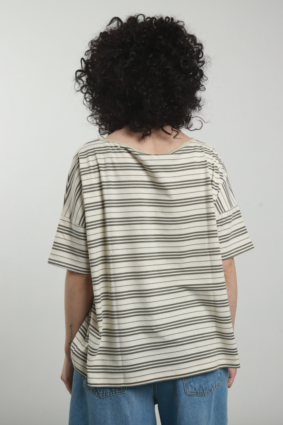 Lurex-Ausschnittstreifen T-Shirt