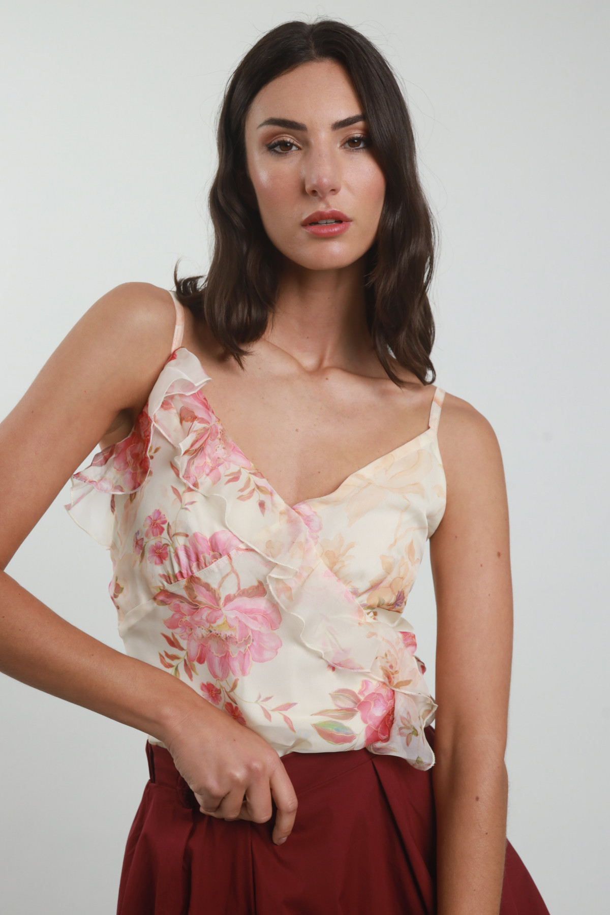 Top Fiorato con Rouches