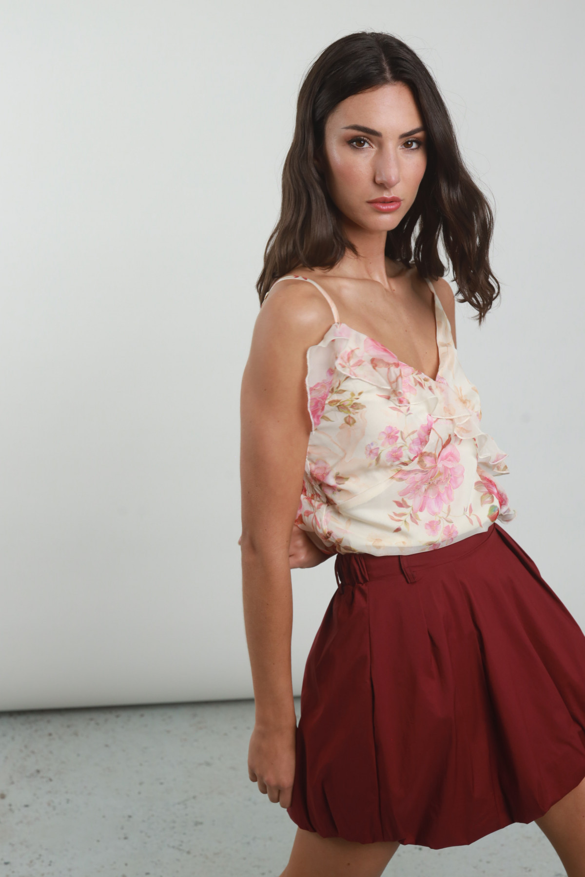 Top Fiorato con Rouches