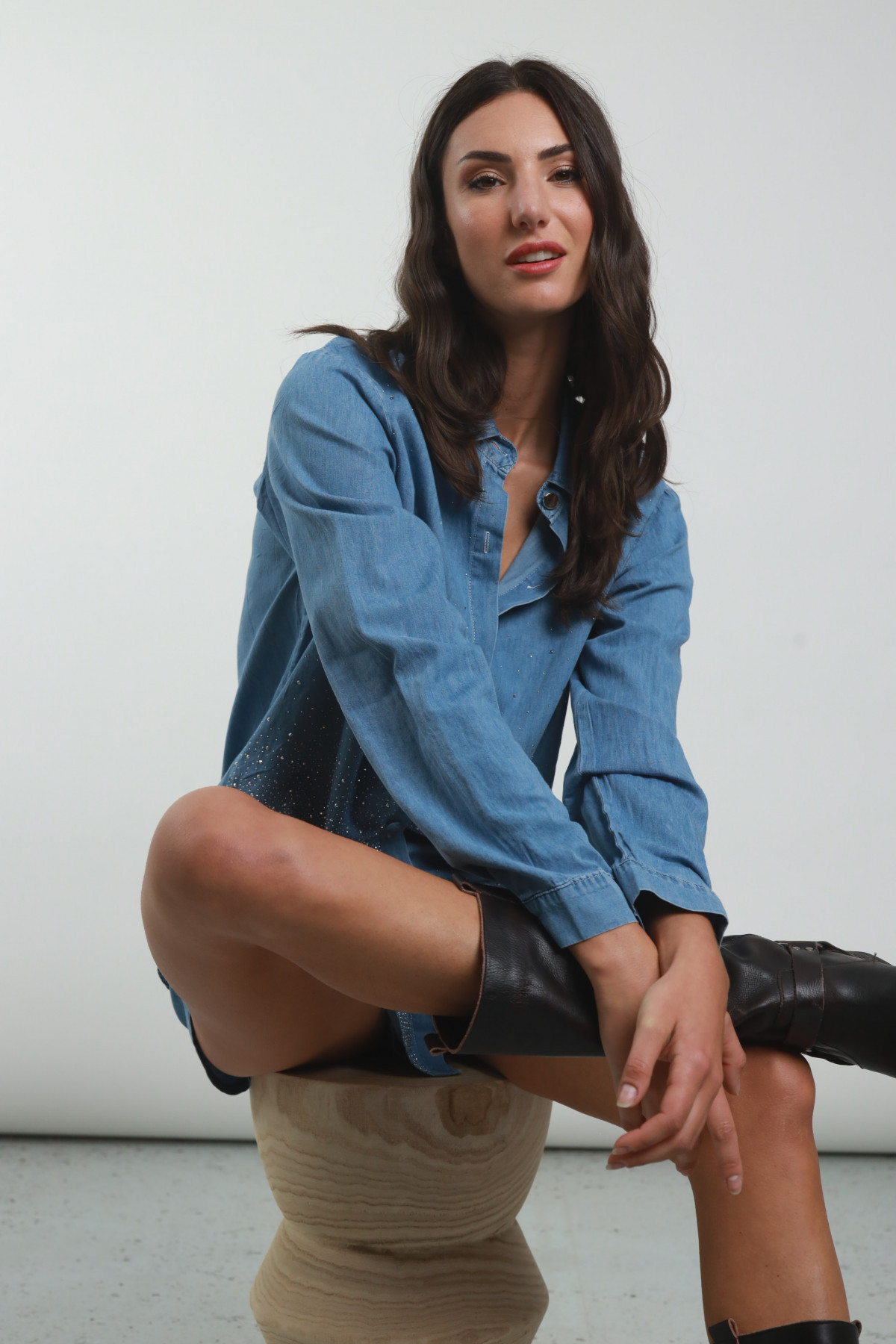 Completo in Denim con Micro Strass