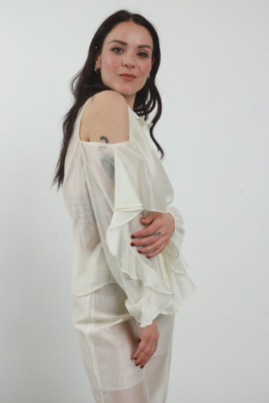 Cut-out shirt with Rouches