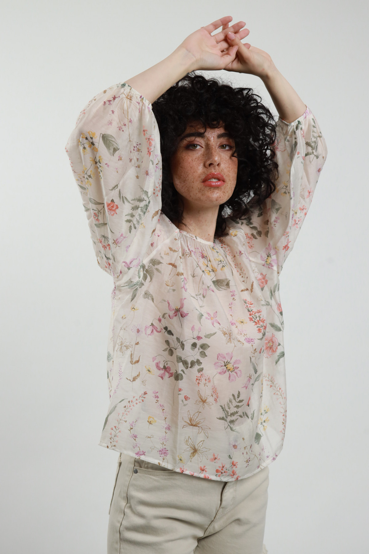 Camicia fantasia 87%ly 13%ny+100%vi