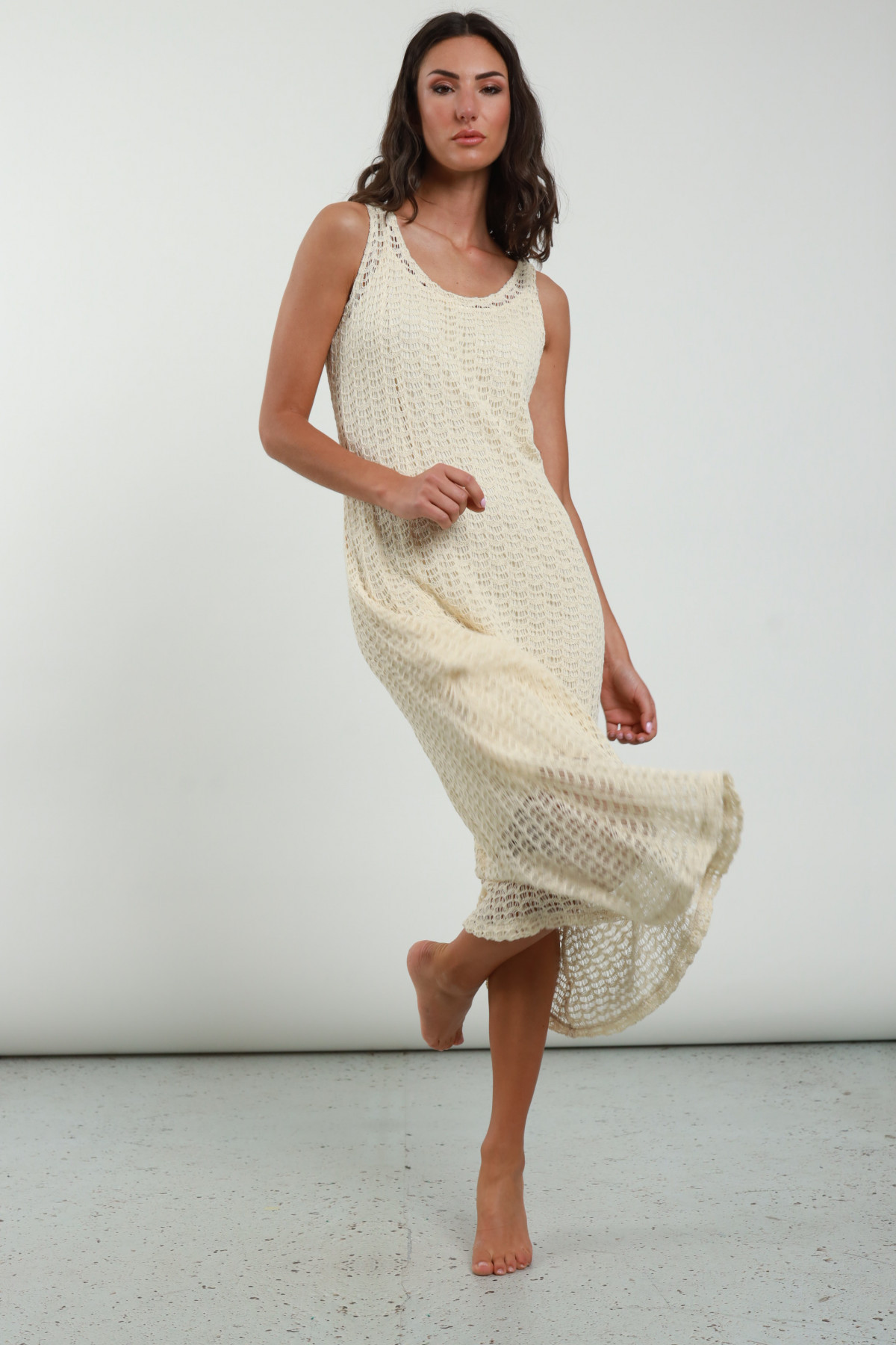 Langes Häkelkleid