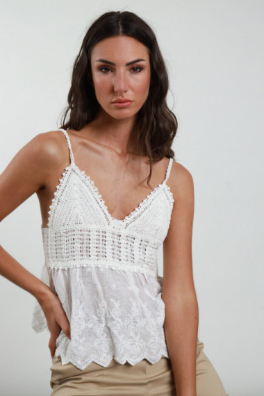 Crochet + Sangallo tank top