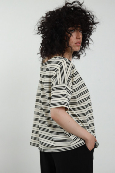 T-shirt Righe Scollo Lurex