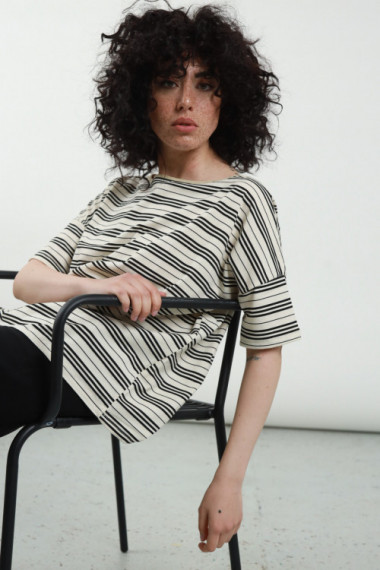 T-shirt Righe Scollo Lurex