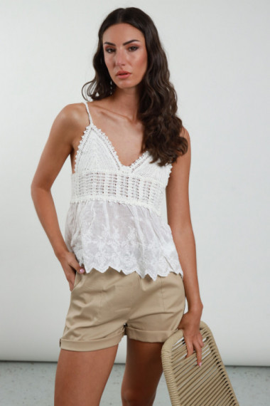 Crochet + Sangallo tank top