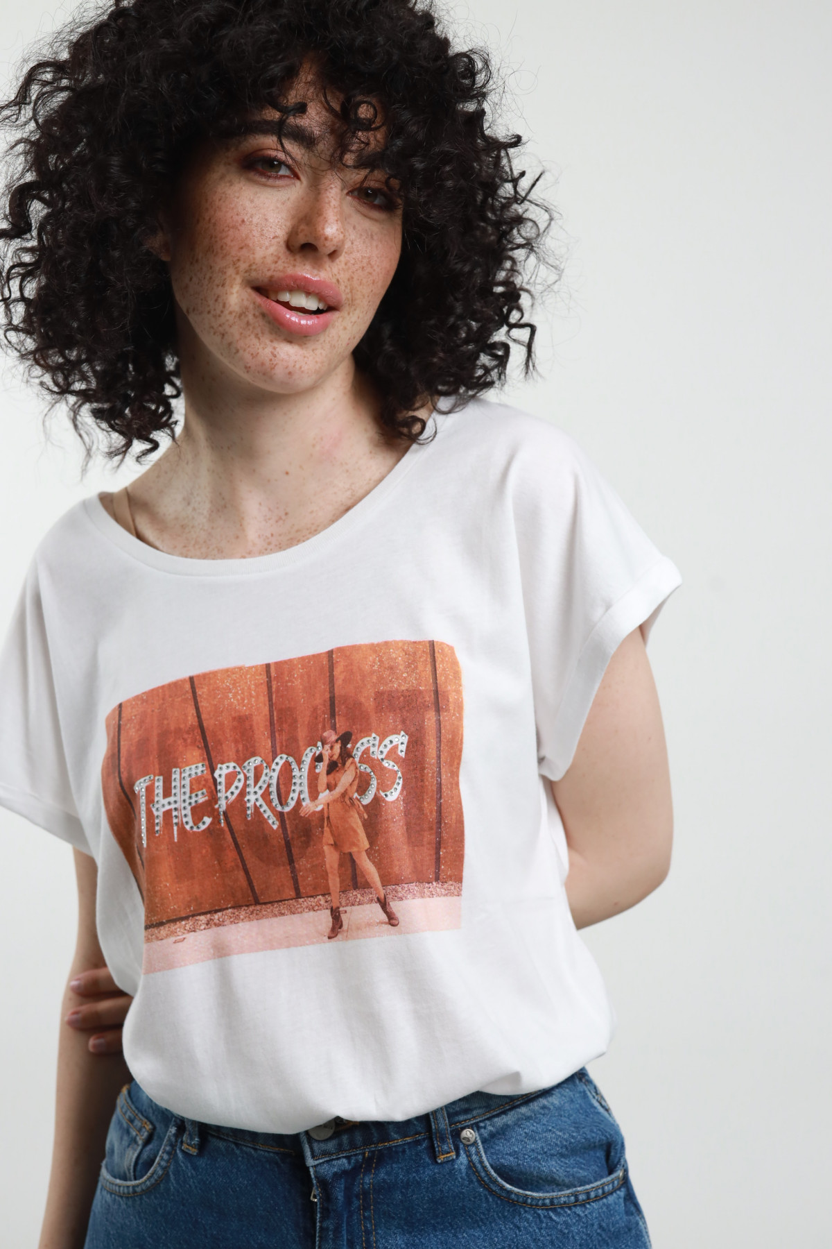 T-Shirt Stampa con Strass