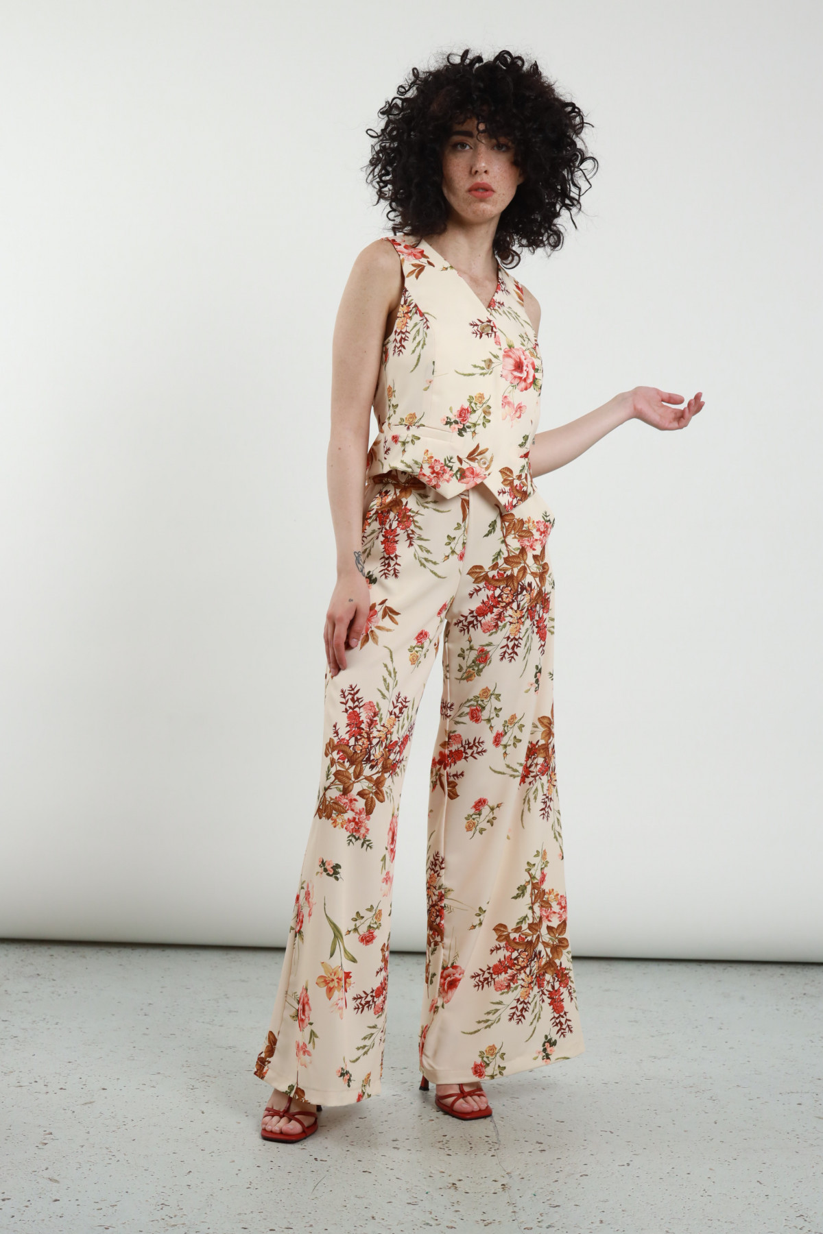 Completo Gilet + Pantalone Fantasia Floreale