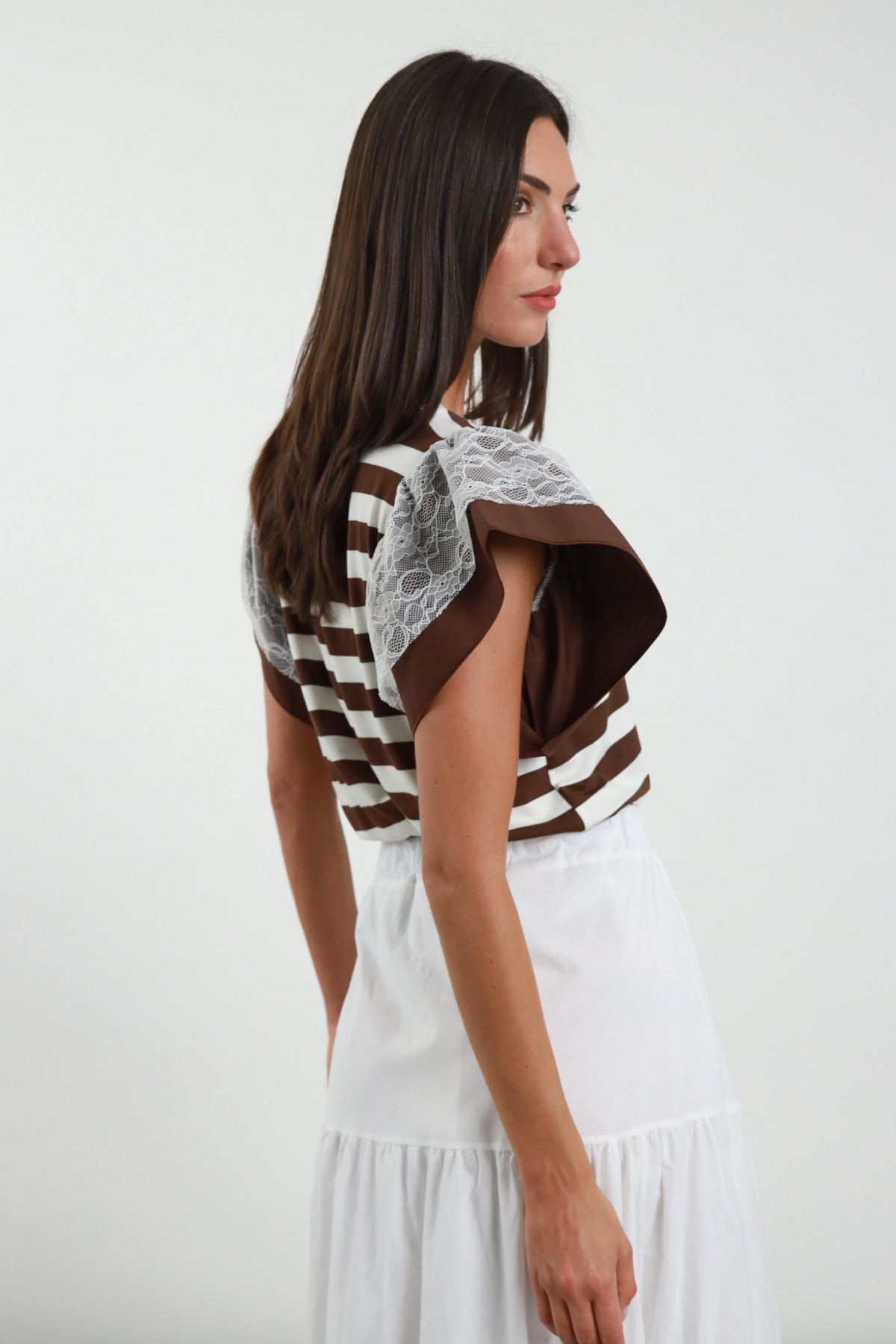 Maglietta gale pizzo 94%vi 6%ea
