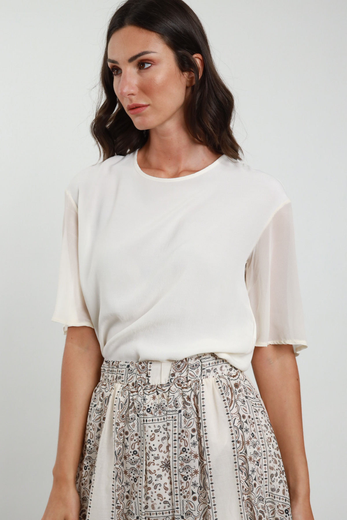 Blusa Maniche Semitrasparenti