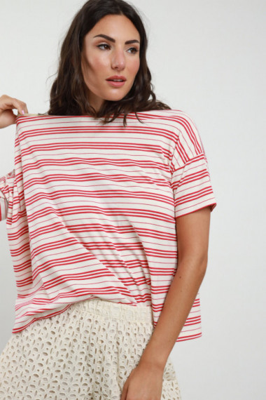 T-shirt Righe Scollo Lurex