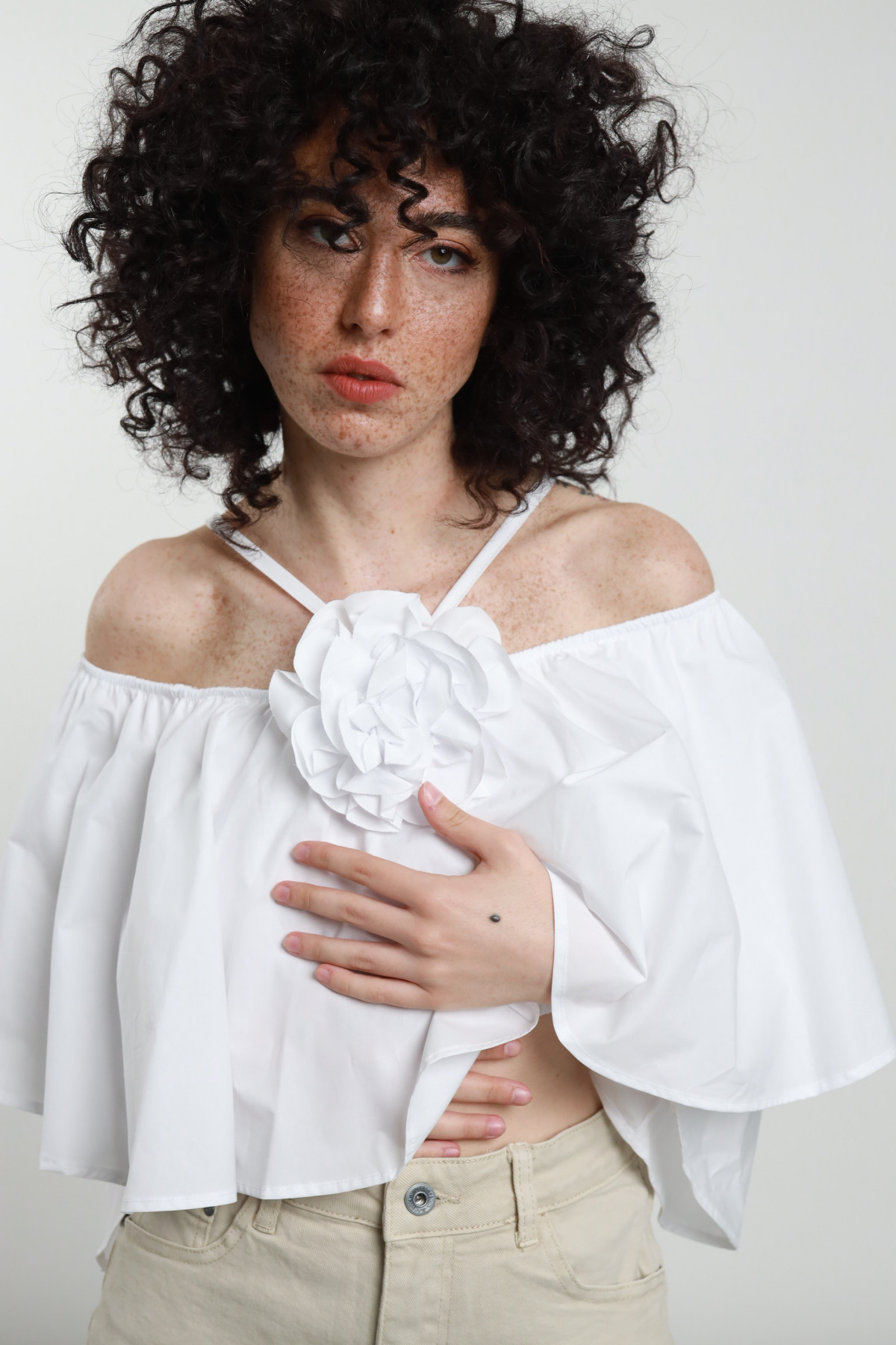 Blusa Fiore Scollo Schiffer