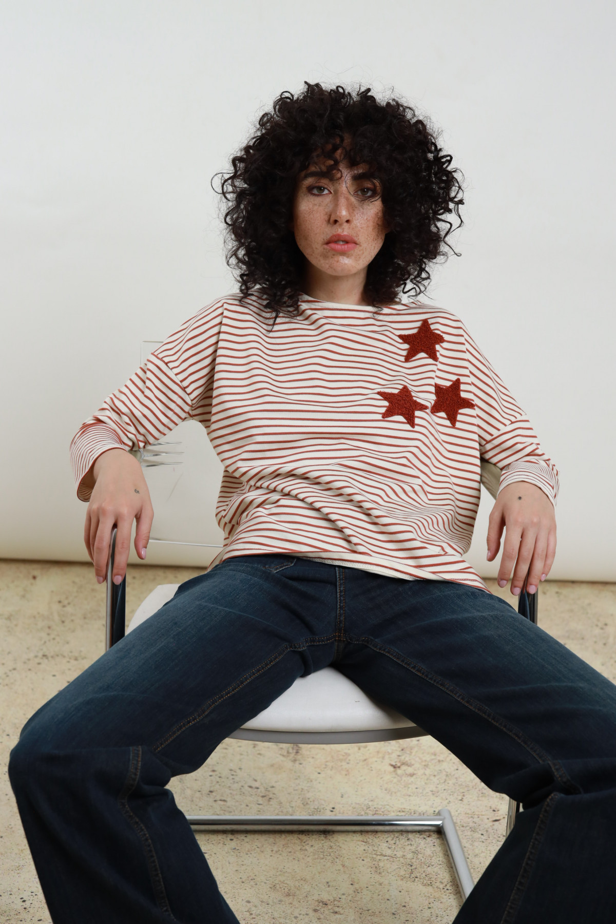 Maglia Righe Ricamo Stelle
