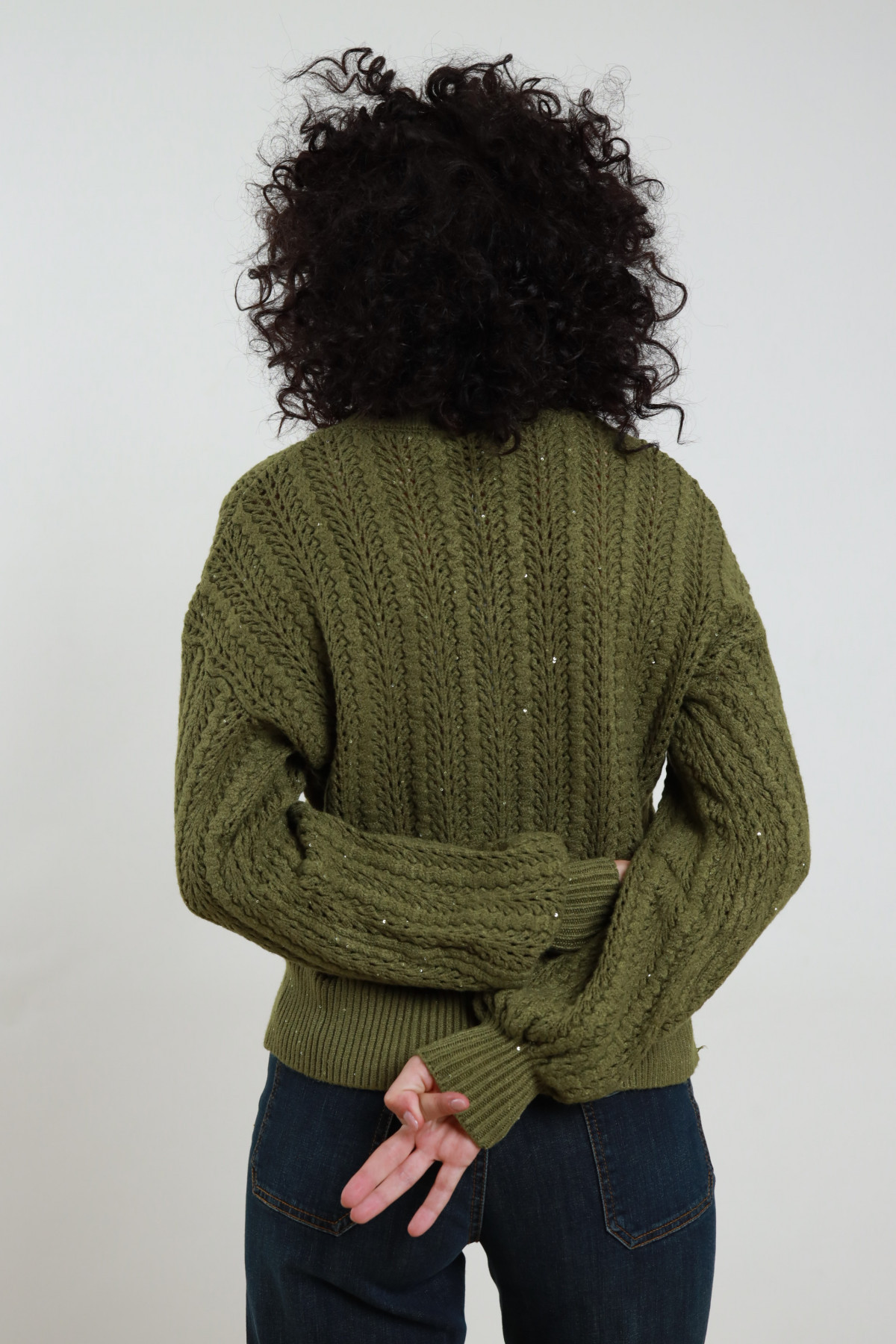 Maglia Scollo V Micro Paillettes