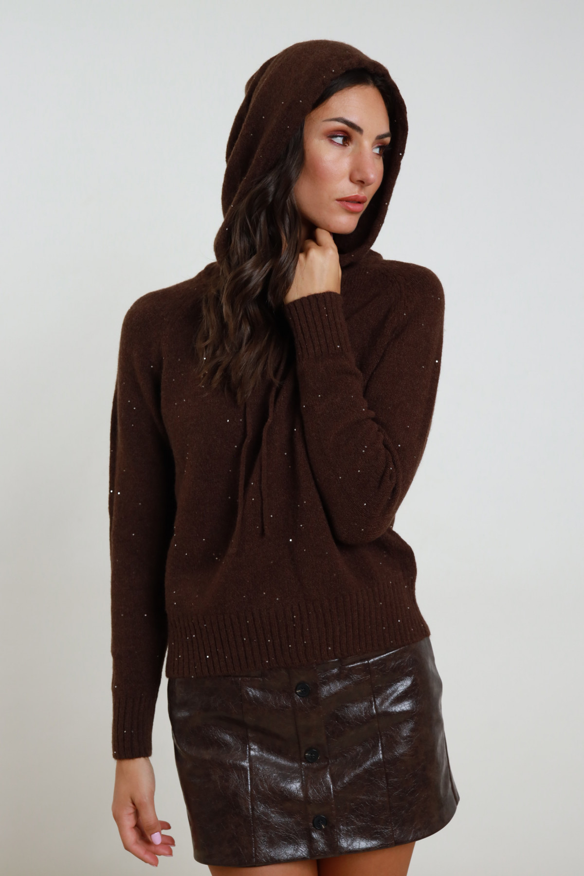Maglia Cappuccio Micro Paillettes