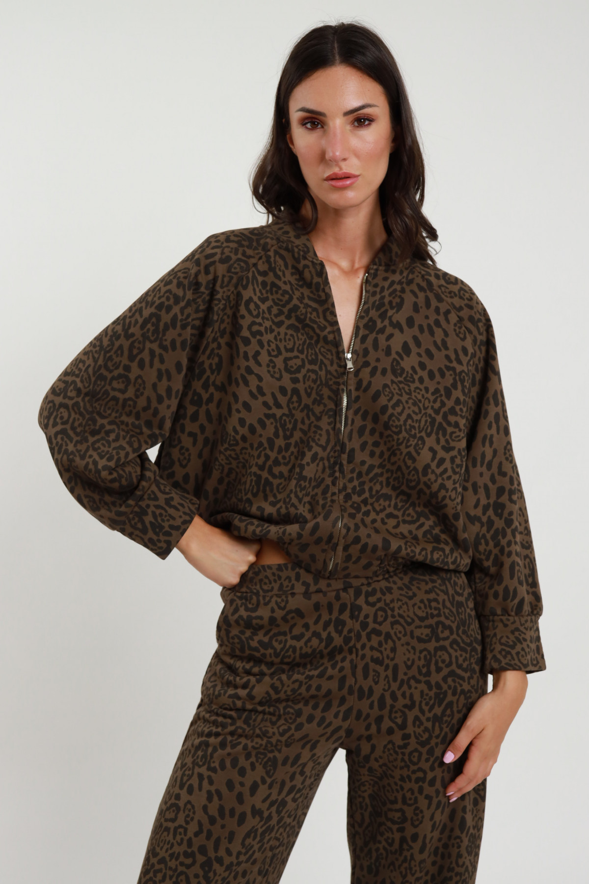 Bomber zip maculato 65%co 35%pl