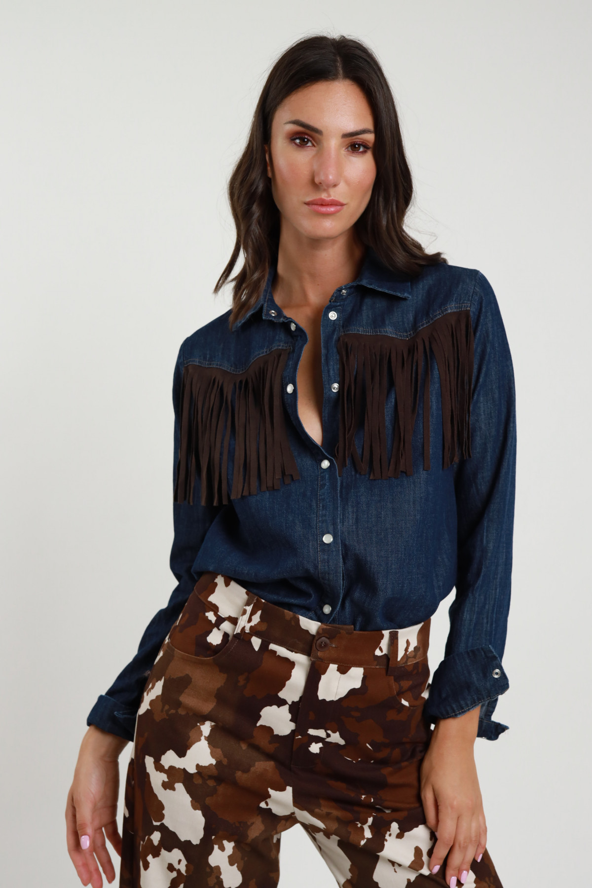 Camicia Jeans con Frange