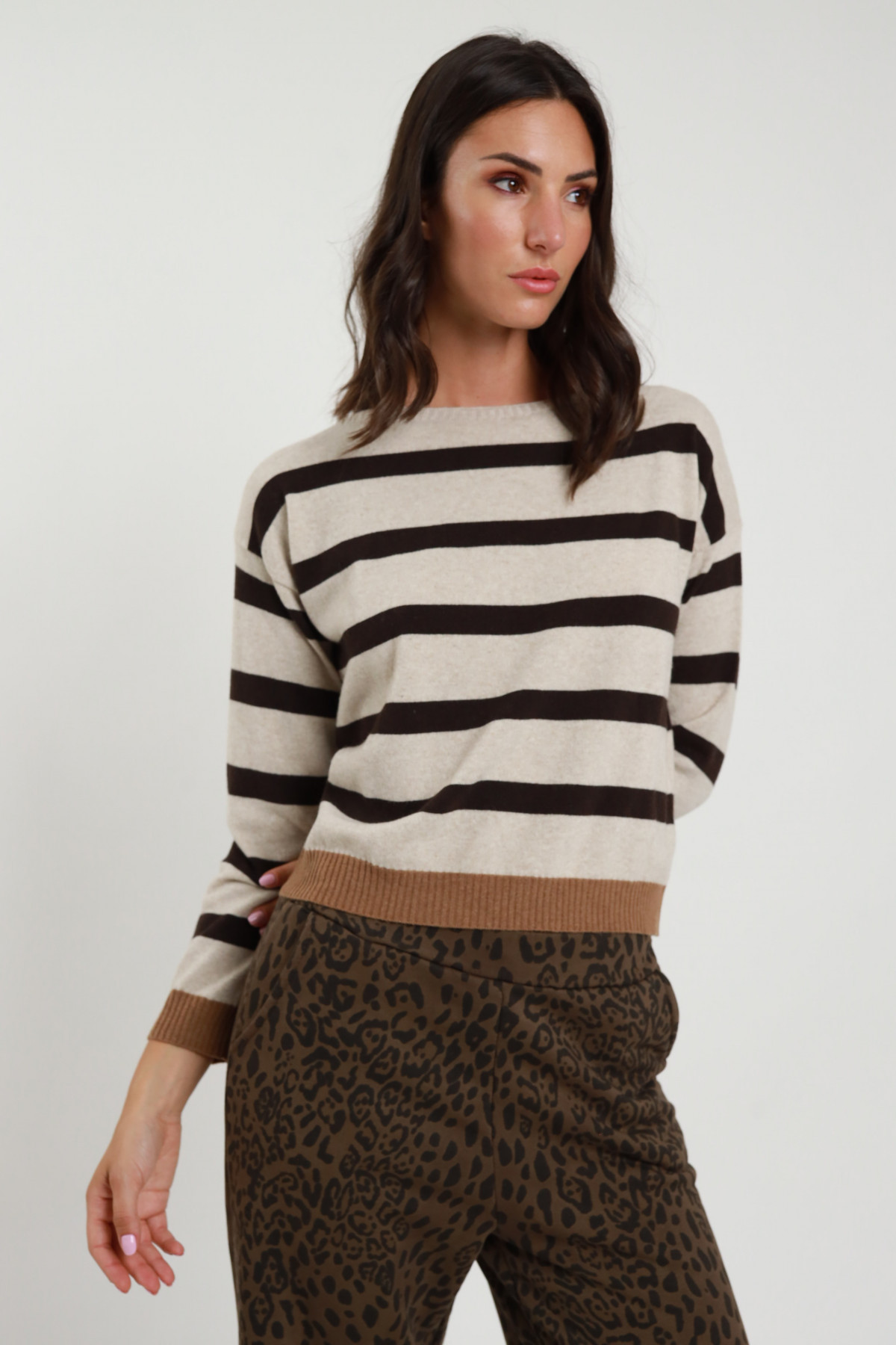 Maglia Righe Bordo Contrasto