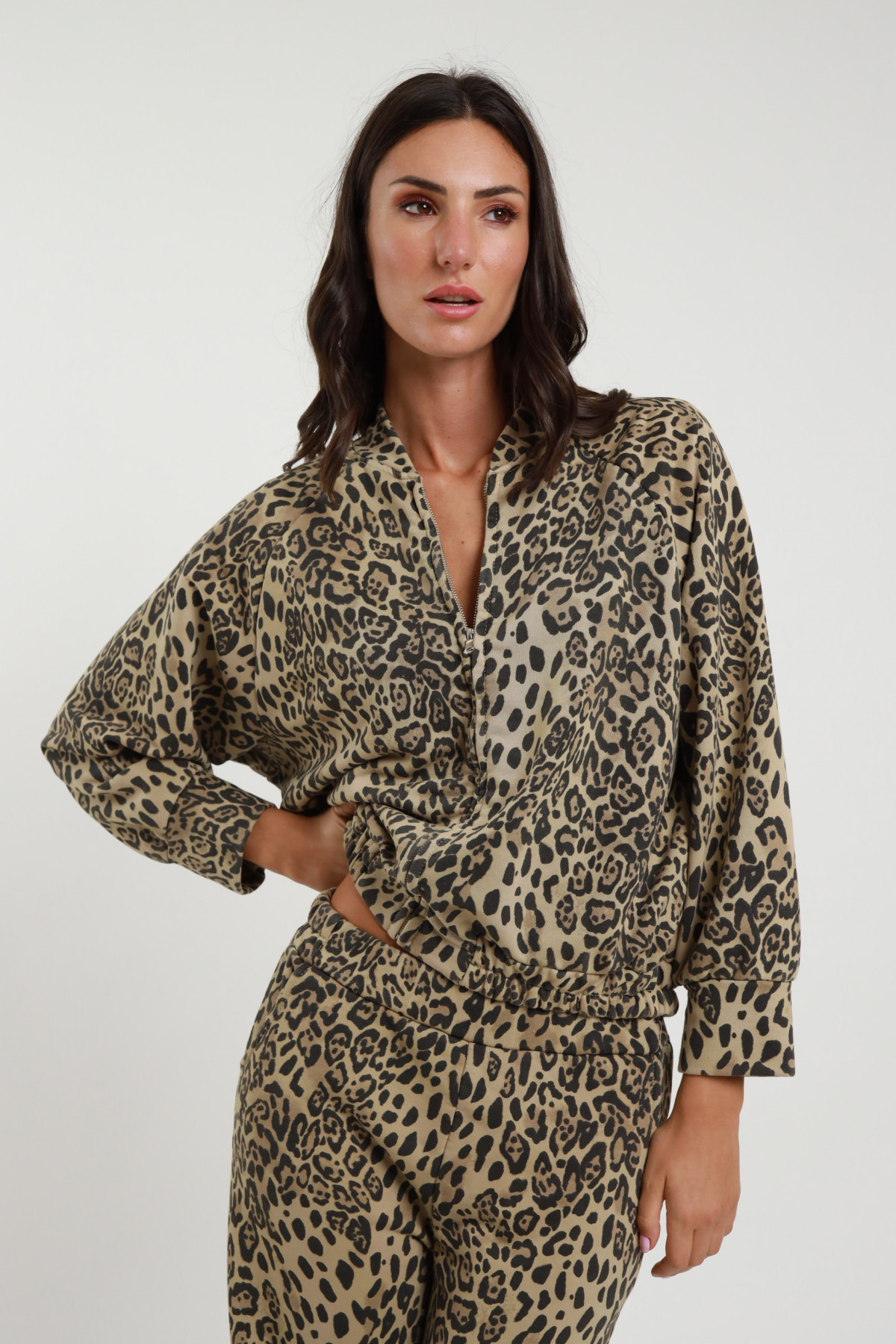 Bomber zip maculato 65%co 35%pl
