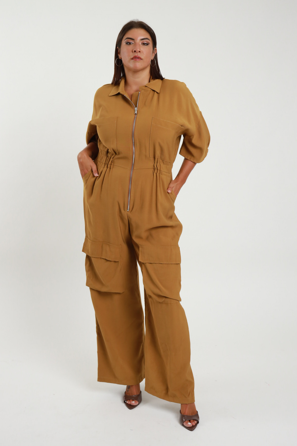 Tencel suit with zip