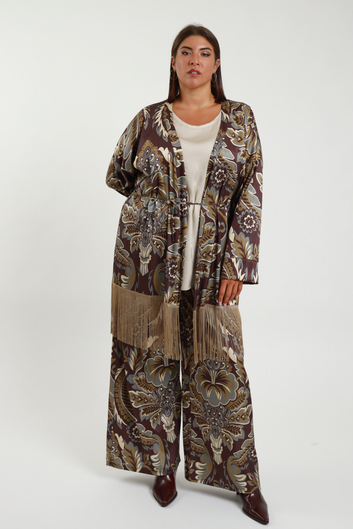 Kimono fantasia frangia 96%pl 4%ea