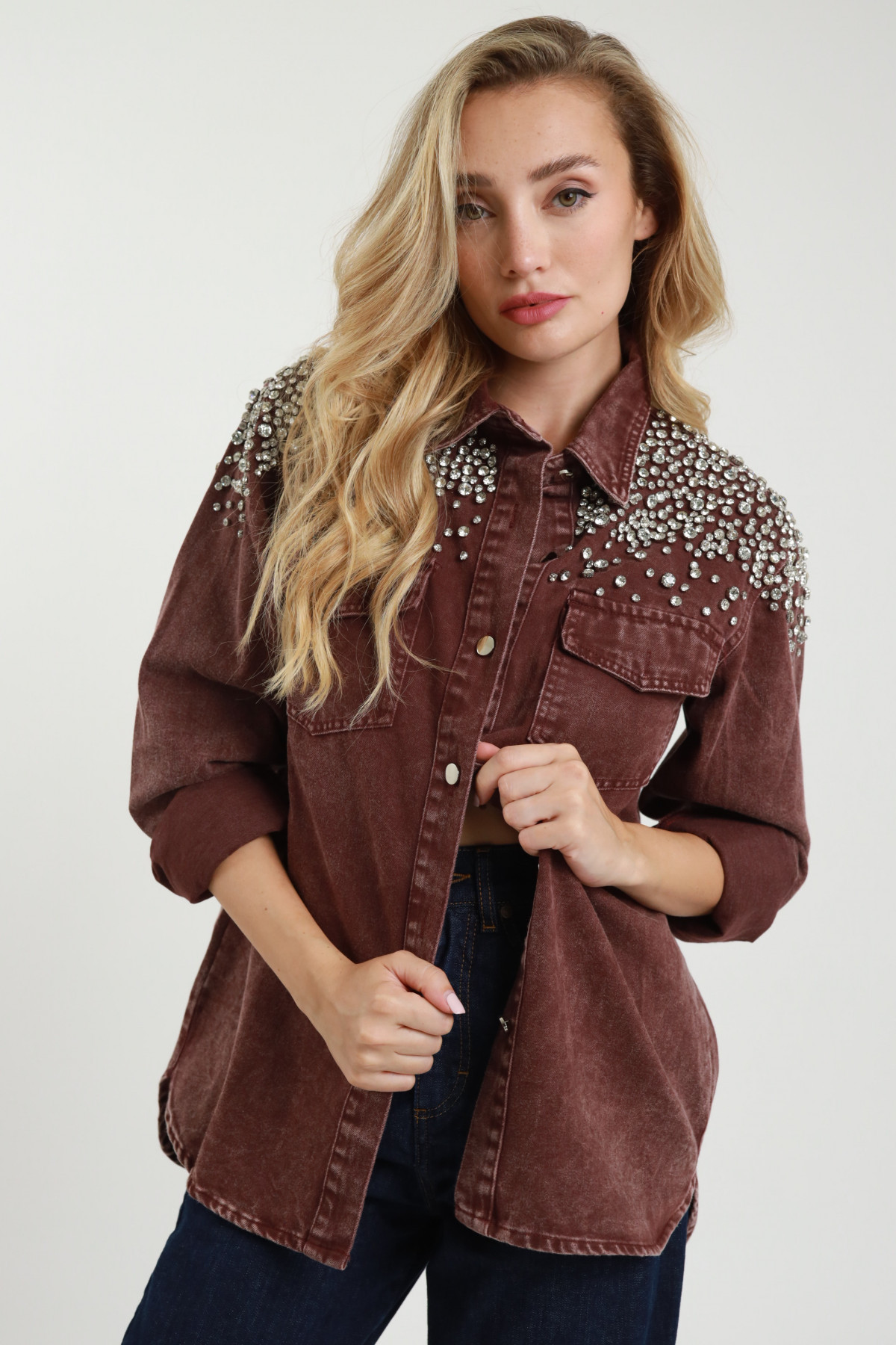 Camicia Jeans Strass