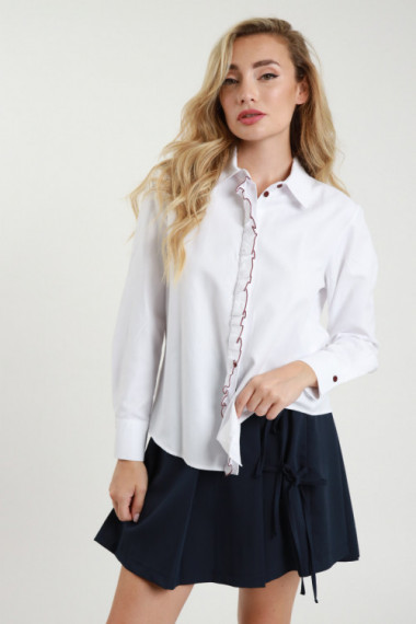 Camicia oxford c/rouches 55%pl 45%co