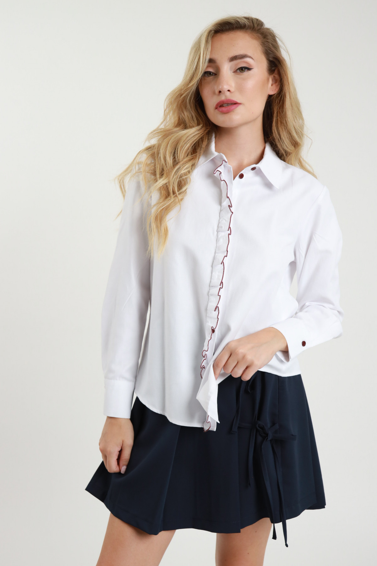 Camicia oxford c/rouches 55%pl 45%co