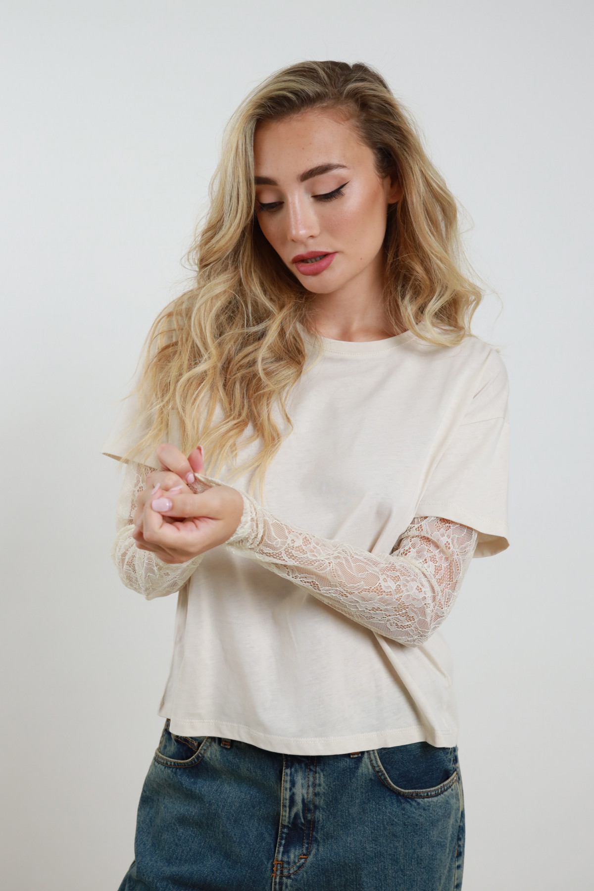T-Shirt Maniche Pizzo
