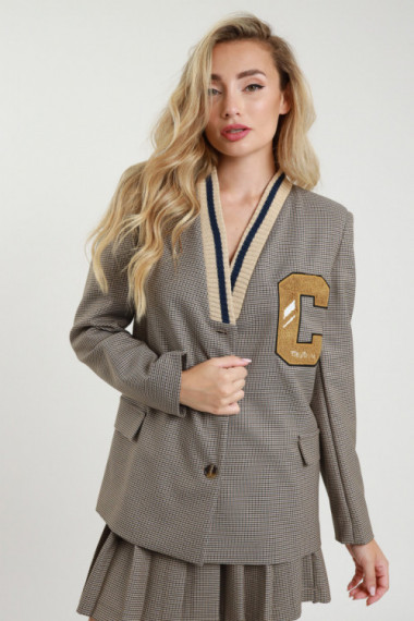 Check jacket with patch