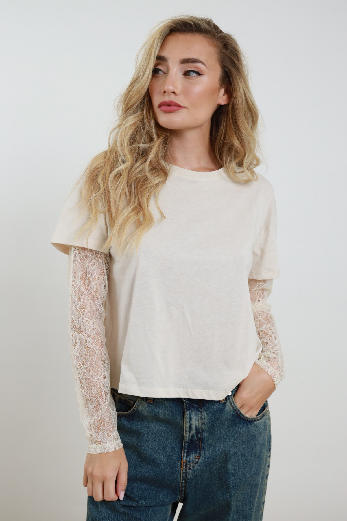 T-Shirt Maniche Pizzo