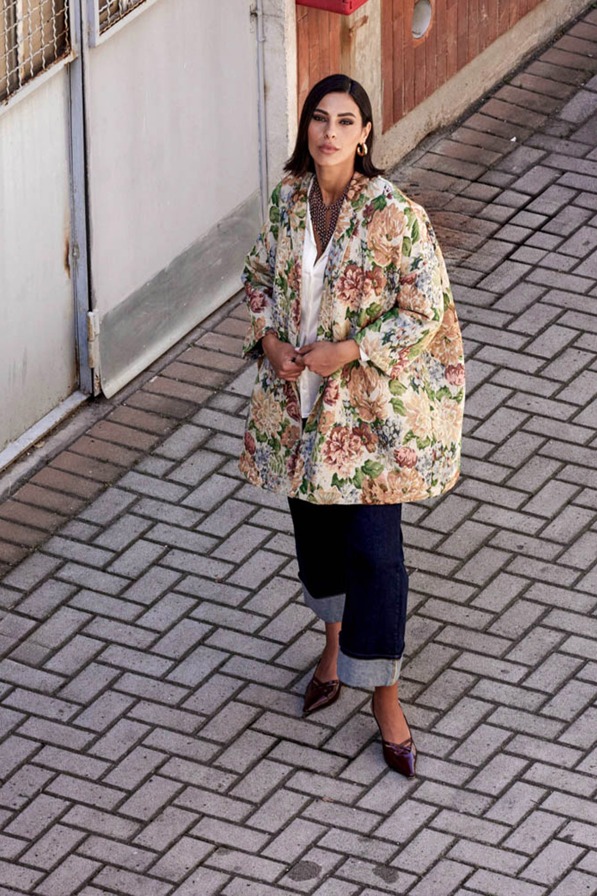 Cappotto matelasse fiore 76%pl 11%co 9%vi 2%ac 2%pa+100%pa