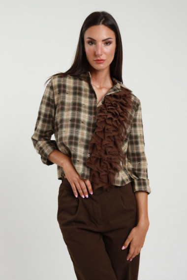 Camicia Check con Rouge in Tulle