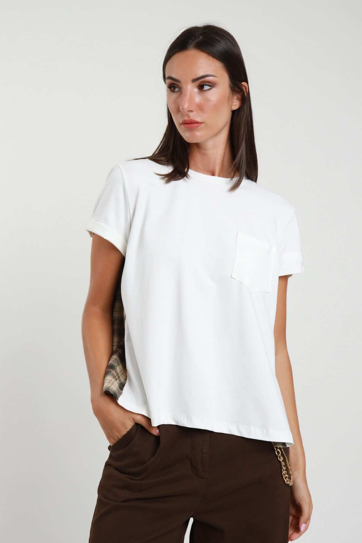 T-Shirt check dt 94%co 6%ea+72%pl 22%co 65vi