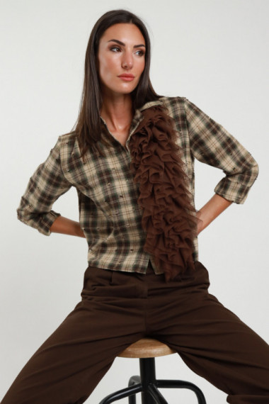 Camicia Check con Rouge in Tulle