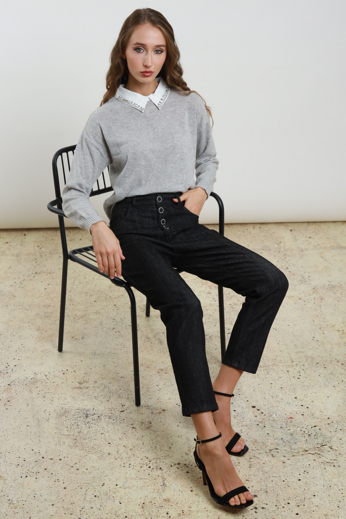 Jeans 4 bottoni gioiello 98%co 2%ea