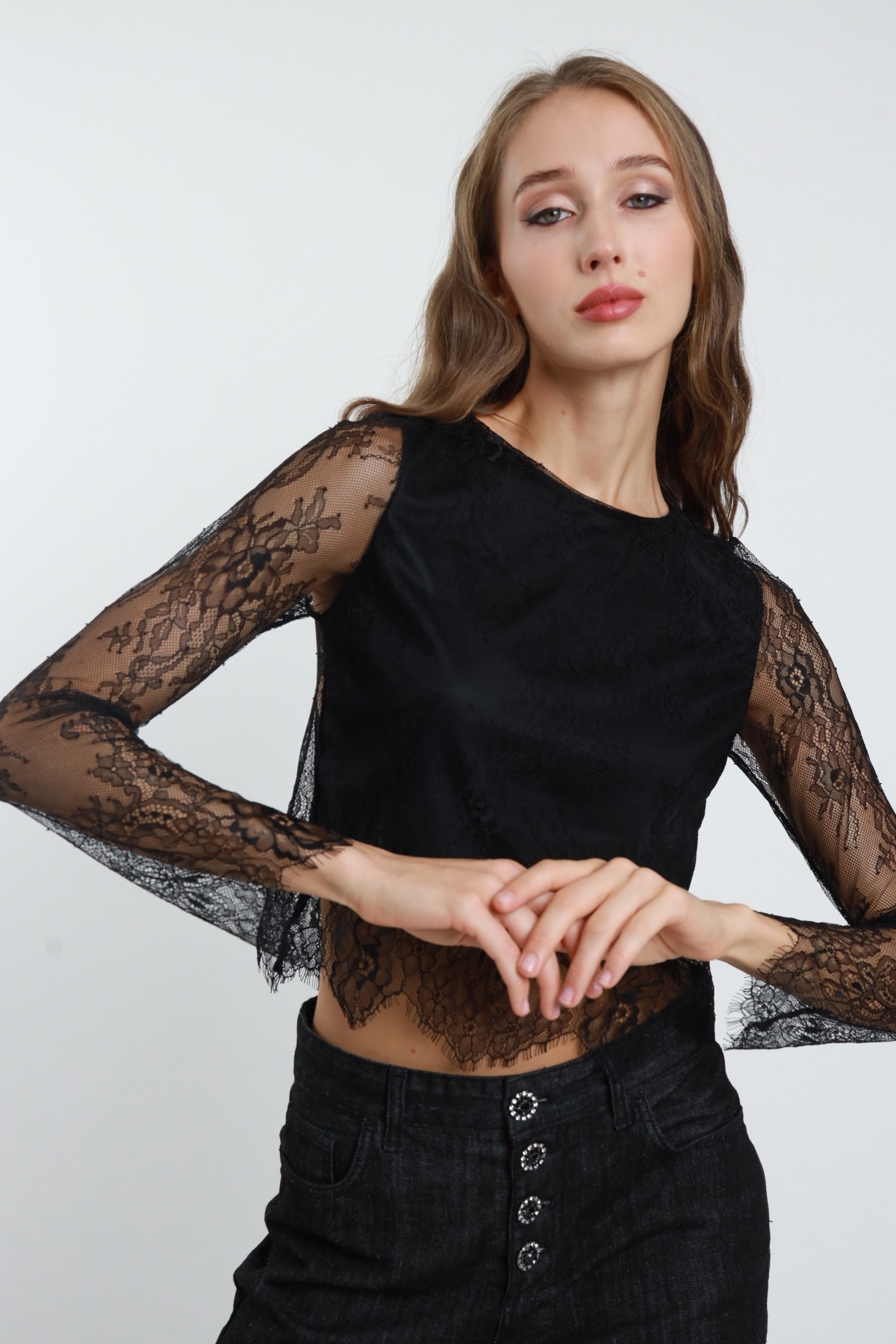 Pizzo crop shirt