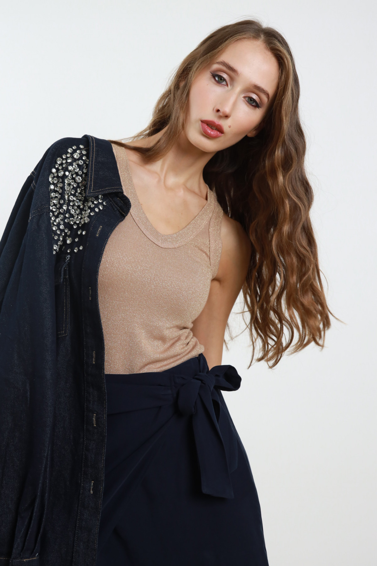 Lurex ribbed tank top
