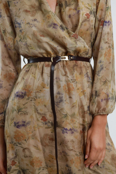 Langes Kleid mit Gürtel